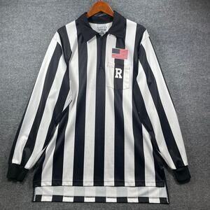 Smitty 1/4 Zip Referee Shirt Men's 2XL Black/White Long Sleeve Stretch Mesh